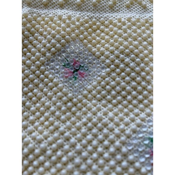 Vtg 1950's Candy Dot Beaded Drawstring Handbag Beige & Clear Colored Bakelite - Picture 4 of 9